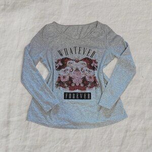Vintage Y2k Rose Graphic Fitted Grey Top